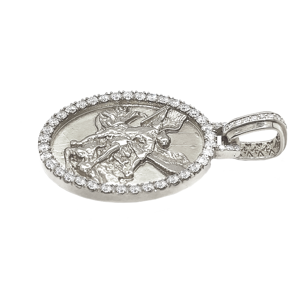 Angel vs Demon Diamond Oval White Gold Pendant 2.99 CT
