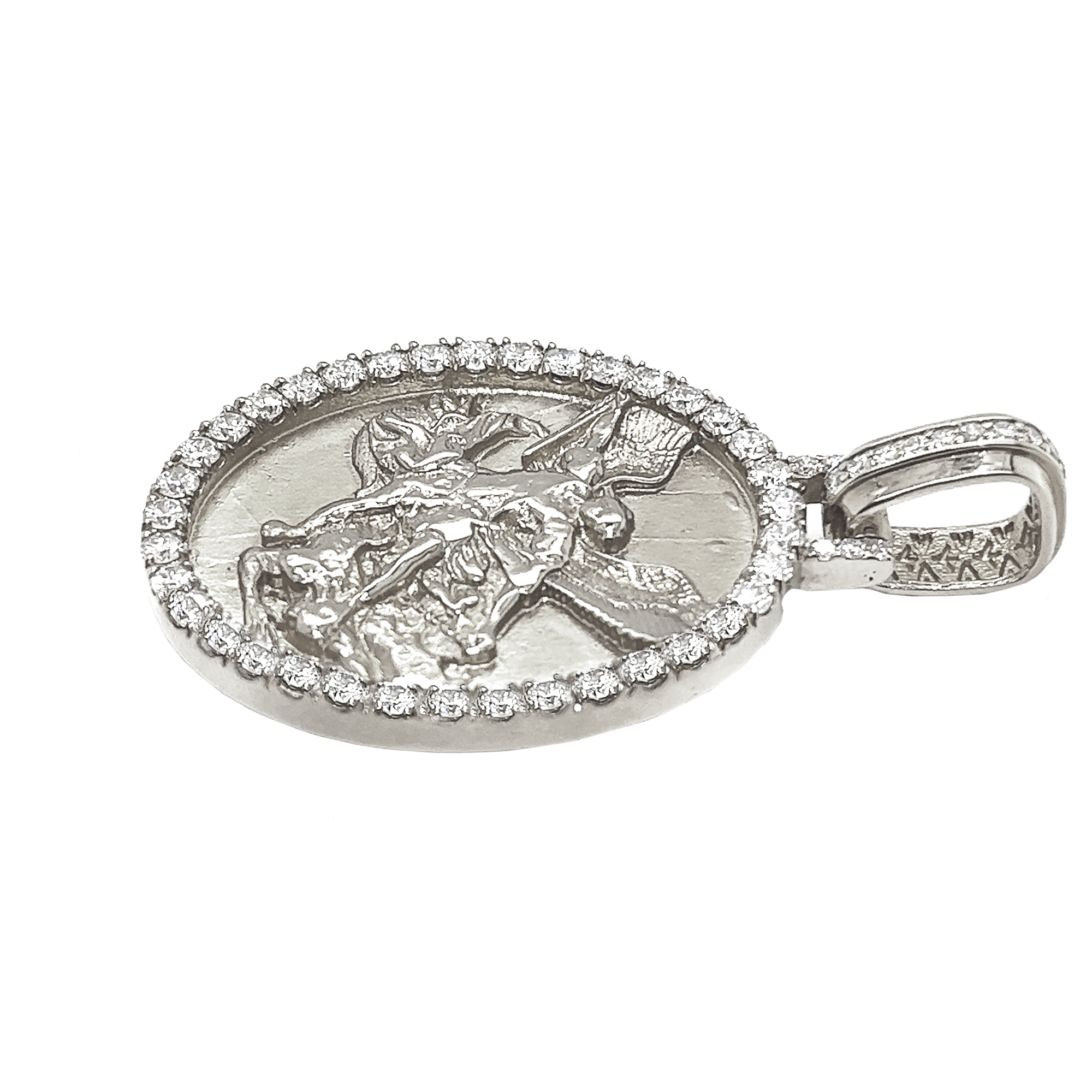 Angel vs Demon Diamond Oval White Gold Pendant 2.99 CT