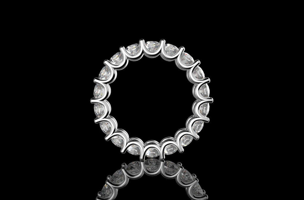 18k white gold diamond eternity band u-shape 2.15cts