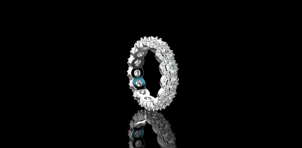 18K WHITE GOLD CUSTOM DIAMOND HALO ETERNITY BAND