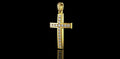 14K YELLOW GOLD CUSTOM DOME CHANNEL SET DIAMOND CROSS