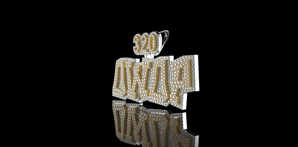 14K 2 TONE YELLOW AND WHITE GOLD CUSTOM "320 OWOP" STYLE DIAMOND PENDANT