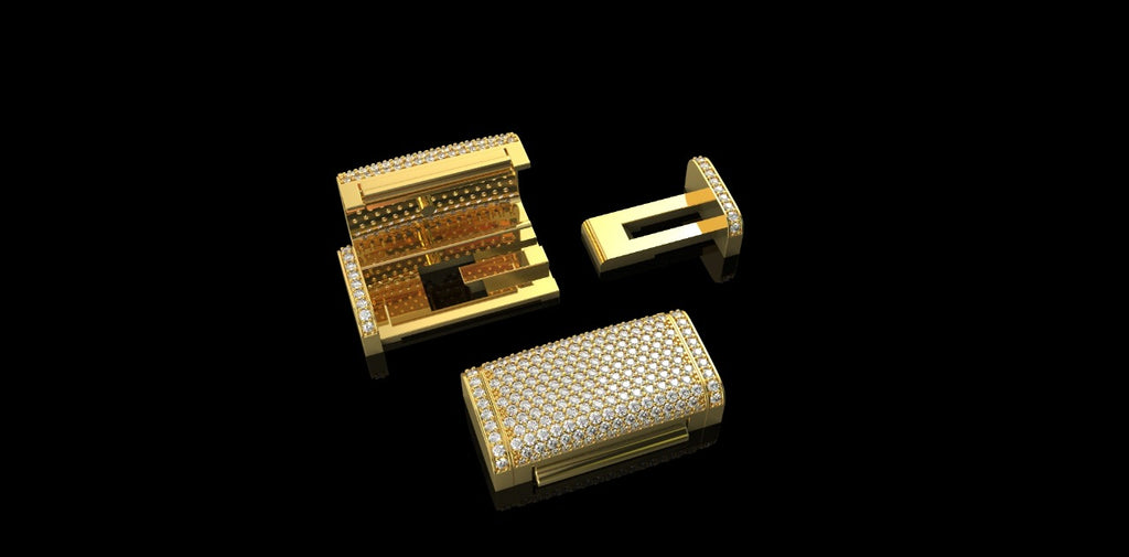14K YELLOW GOLD CUSTOM MEDIUM DIAMOND LOCK