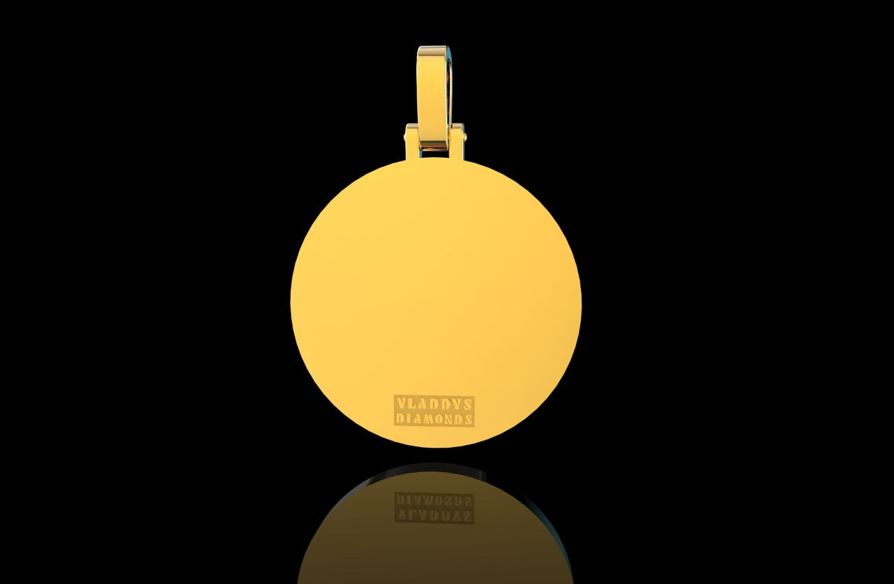 14k yellow gold Saint Michael medallion pendant