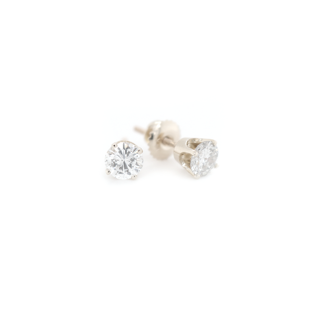 Round Cut Diamond White Gold Studs 1.04 CT