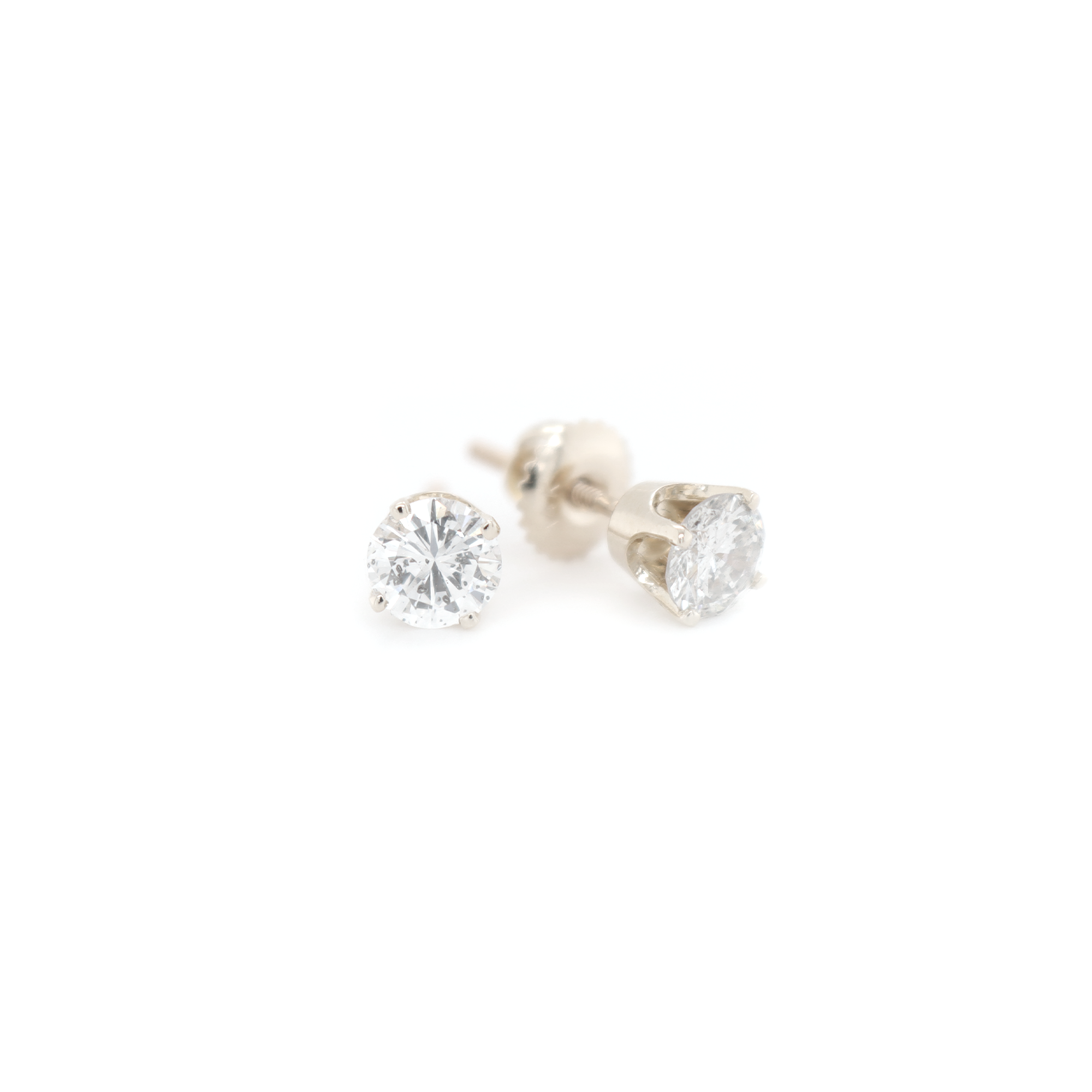 Round Cut Diamond White Gold Studs 1.04 CT