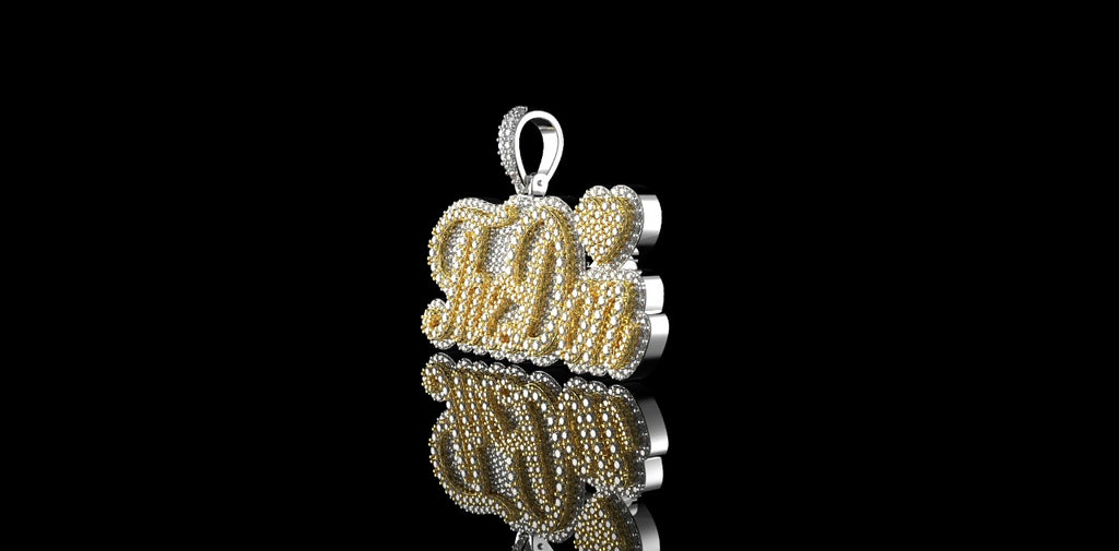 14K 2 TONE YELLOW AND WHITE GOLD "THE DON" STYLE CUSTOM DIAMOND PENDANT