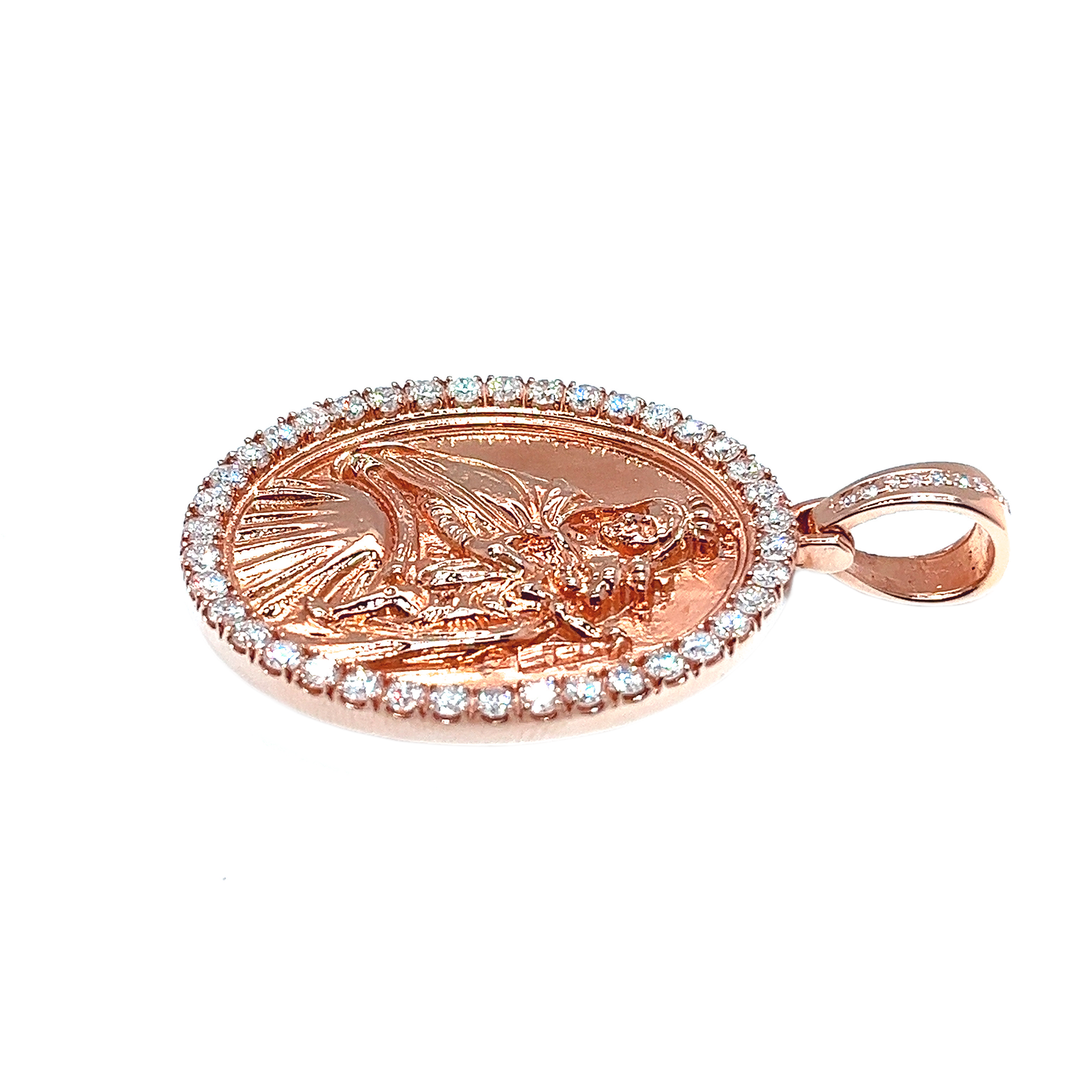 Mary Pendant Diamond Oval Rose Gold Pendant 2.68 CT
