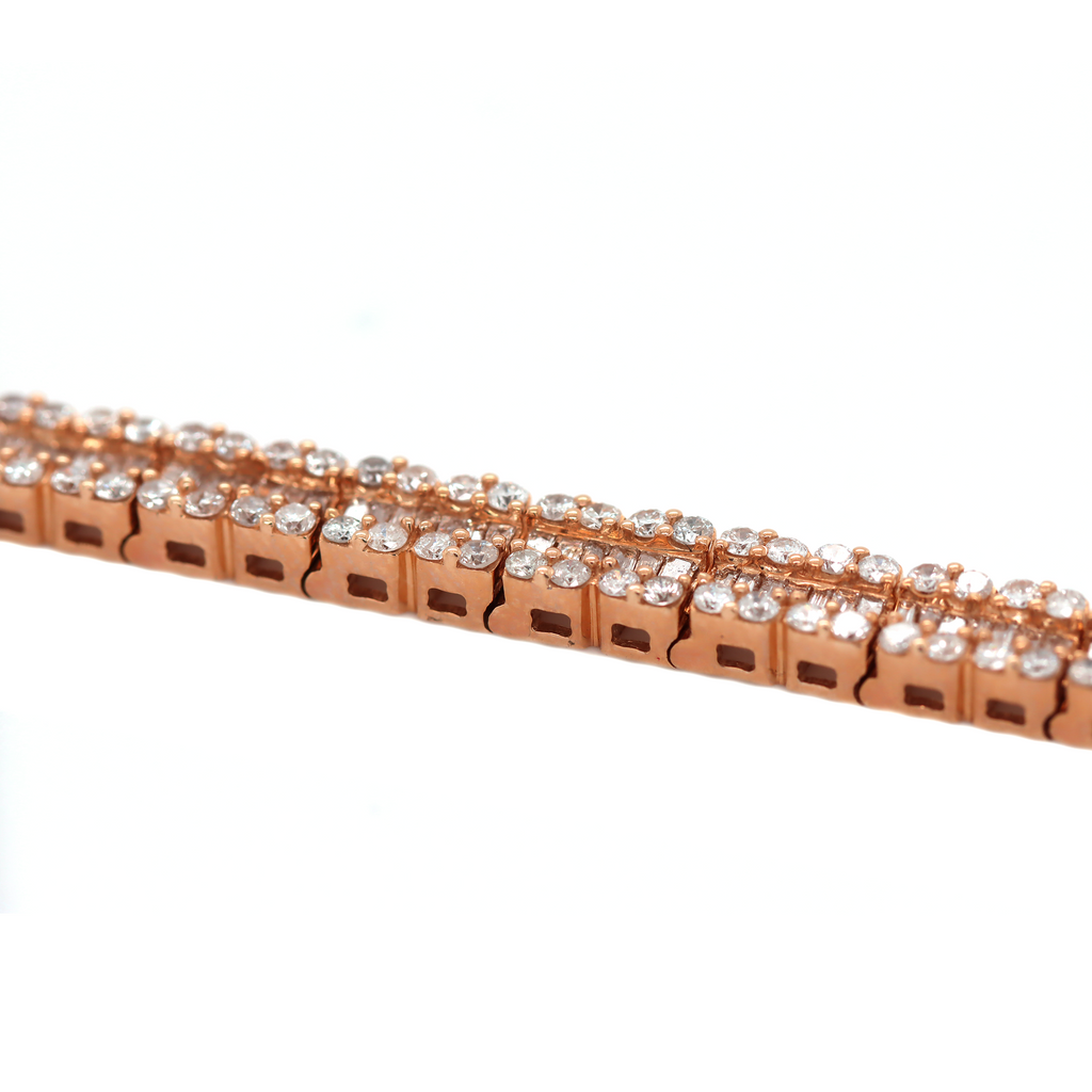 Cluster Diamond Tennis Rose Gold Bracelet D=2.90ct BG=1.74ct