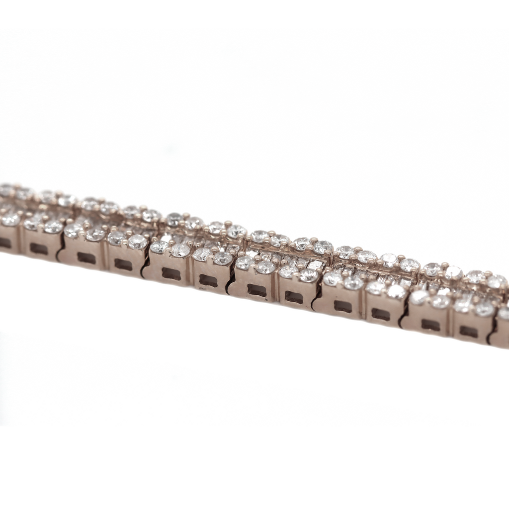 Cluster Diamond Tennis White Gold Bracelet D=2.90ct BG=1.74ct