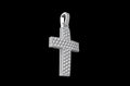 14k white gold large custom dome 3d diamond cross with profile diamonds