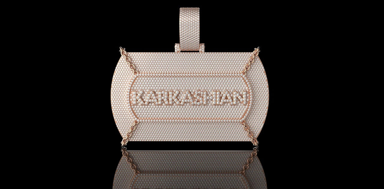 14K ROSE GOLD CUSTOM "KARKASHIAN" STYLE DIAMOND PENDANT