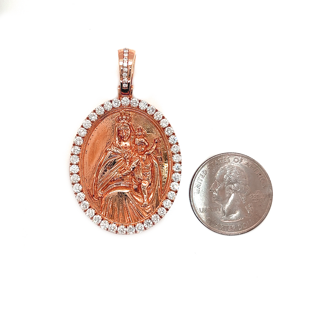 Mary Pendant Diamond Oval Rose Gold Pendant 2.68 CT