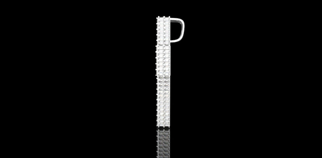 14K WHITE GOLD CUSTOM DIAMOND BAGUETTE CROSS DIAMOND PENDANT