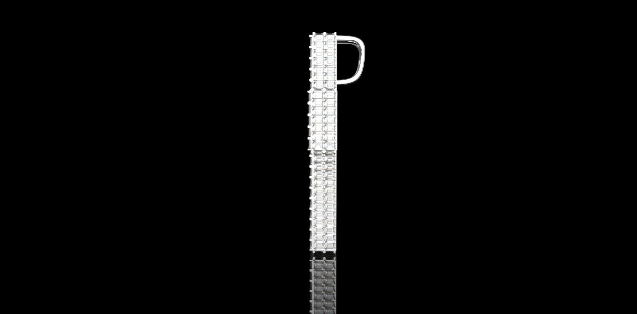 14K WHITE GOLD CUSTOM DIAMOND BAGUETTE CROSS DIAMOND PENDANT