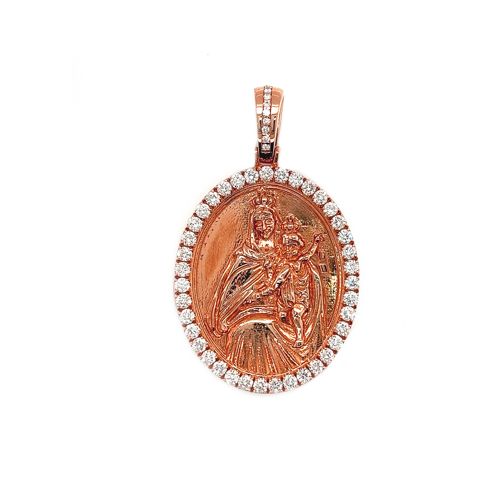 Mary Pendant Diamond Oval Rose Gold Pendant 2.68 CT