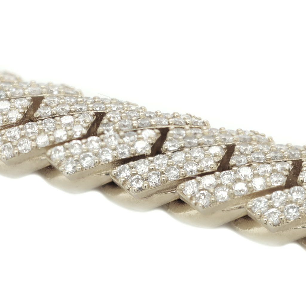Miami Cuban Prong Setting Diamond White Gold Chain 27.45 CT