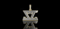 14K 2 TONE YELLOW AND WHITE GOLD CUSTOM "ZZ" STYLE DIAMOND PENDANT