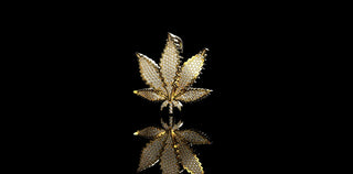 14k yellow gold diamond marijuana flower weed pendant