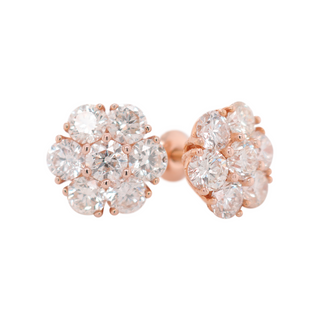 XL Flower Cluster Rose Gold Earrings 4.33 CT