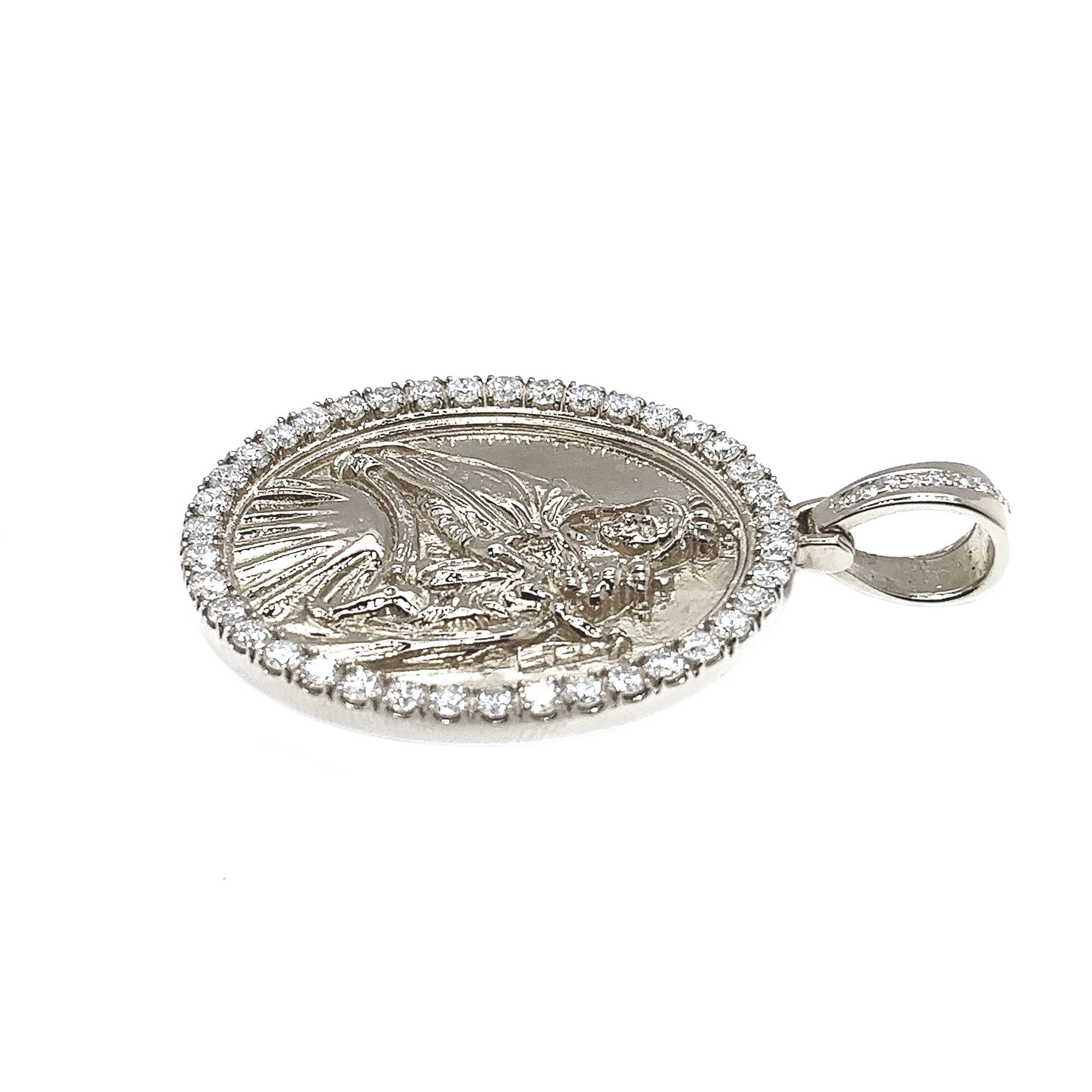 Mary Pendant Diamond Oval White Gold Pendant 2.68 CT