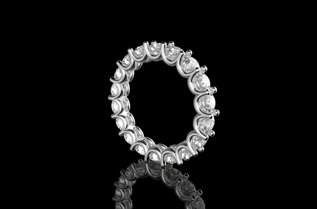 18k white gold diamond eternity band u-shape 4.14cts