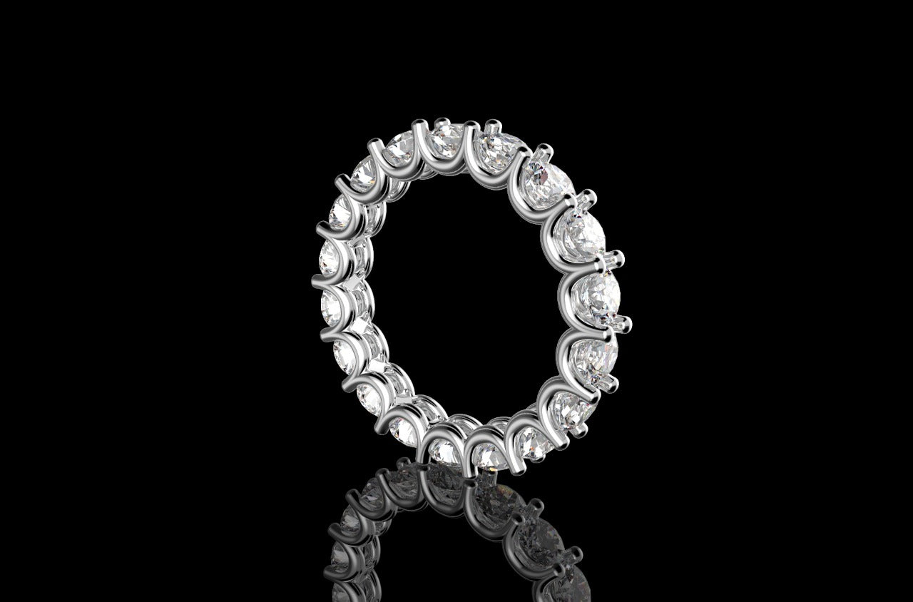 18k white gold diamond eternity band u-shape 4.14cts