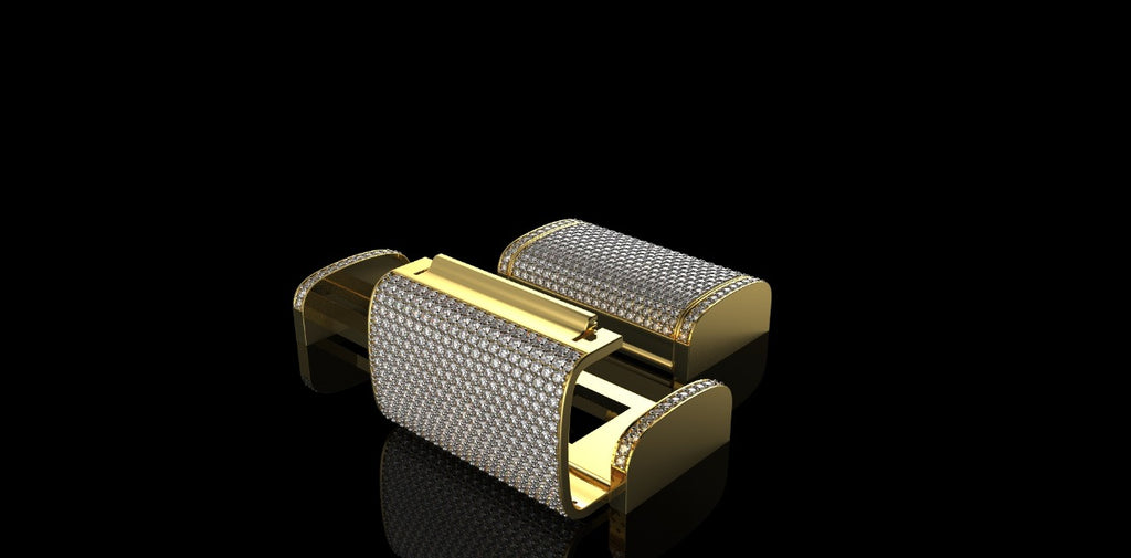 14K YELLOW GOLD CUSTOM LARGE DIAMOND LOCK