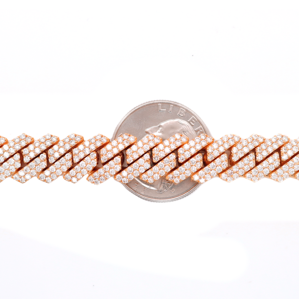 Miami Cuban Prong Setting Diamond Rose Gold Chain 27.45 CT