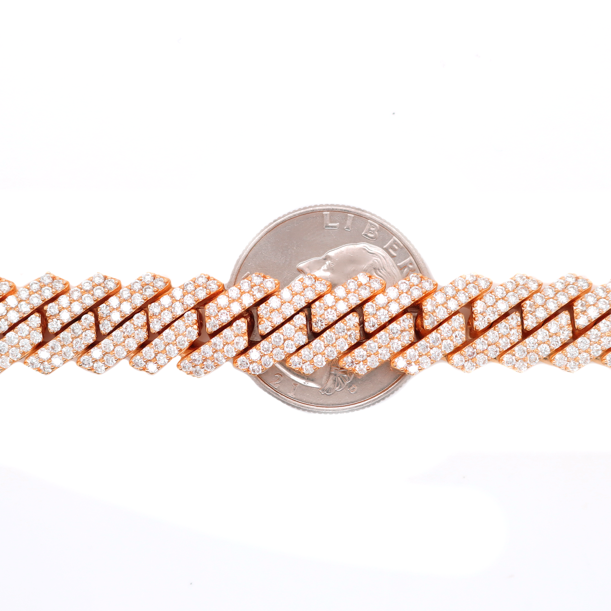 Miami Cuban Prong Setting Diamond Rose Gold Chain 27.45 CT