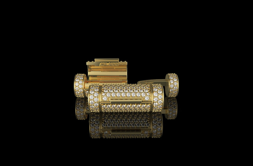 14k yellow gold custom made medium diamond barrel lock