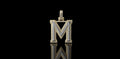 14k 2 tone yellow and white gold double layer initial M diamond pendant