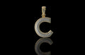 14k 2 tone yellow and white gold double layer initial C diamond pendant