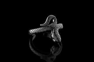 14k custom made black gold PVD snake diamond ring