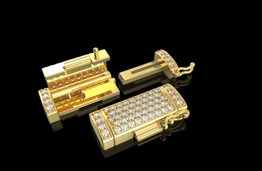 14k yellow gold custom diamond lock flat small narrow