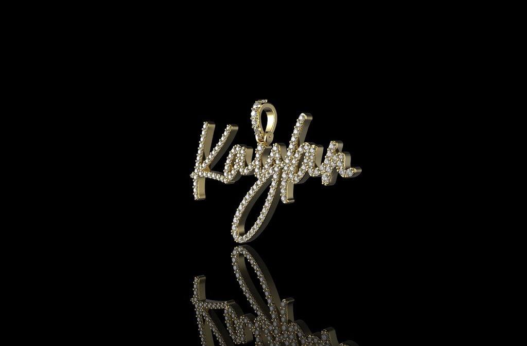 14k yellow gold custom "kaylan" style diamond pendant