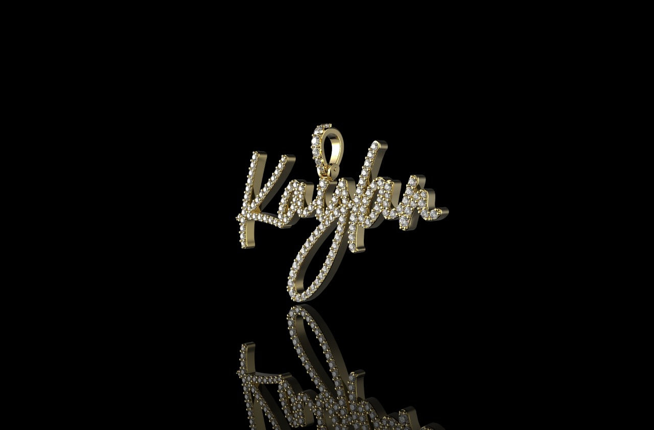 14k yellow gold custom "kaylan" style diamond pendant