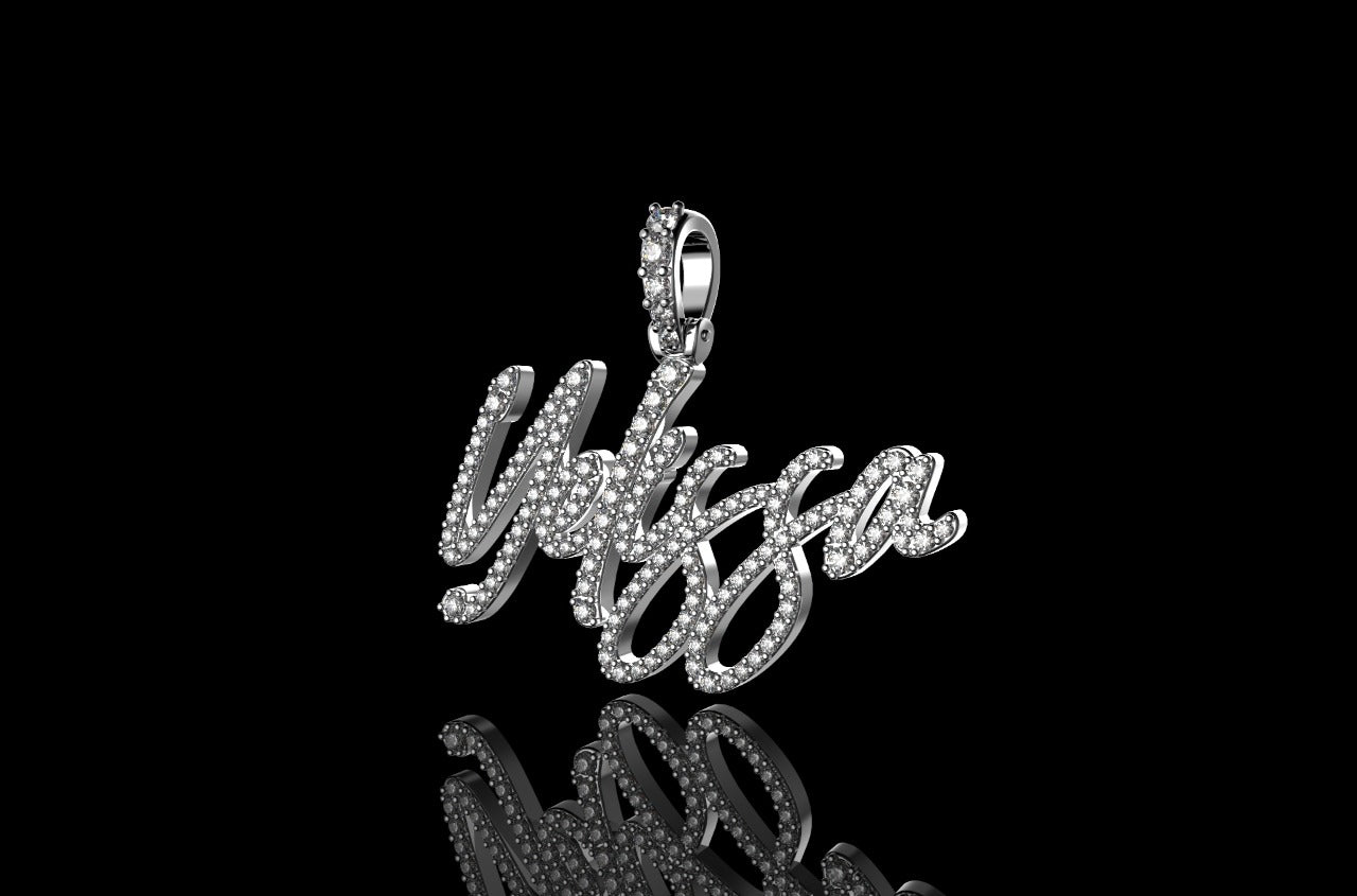 14k white gold custom "yelissa" style diamond pendant