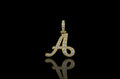 14k yellow gold single layer Script initial A diamond pendant