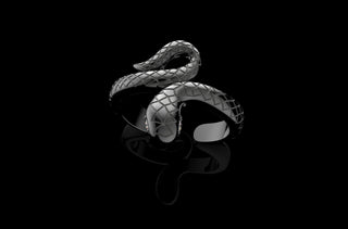 14k custom made black gold PVD snake diamond ring