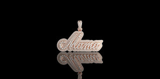14K ROSE GOLD DOUBLE LAYER CUSTOM "MAMA" STYLE DIAMOND PENDANT