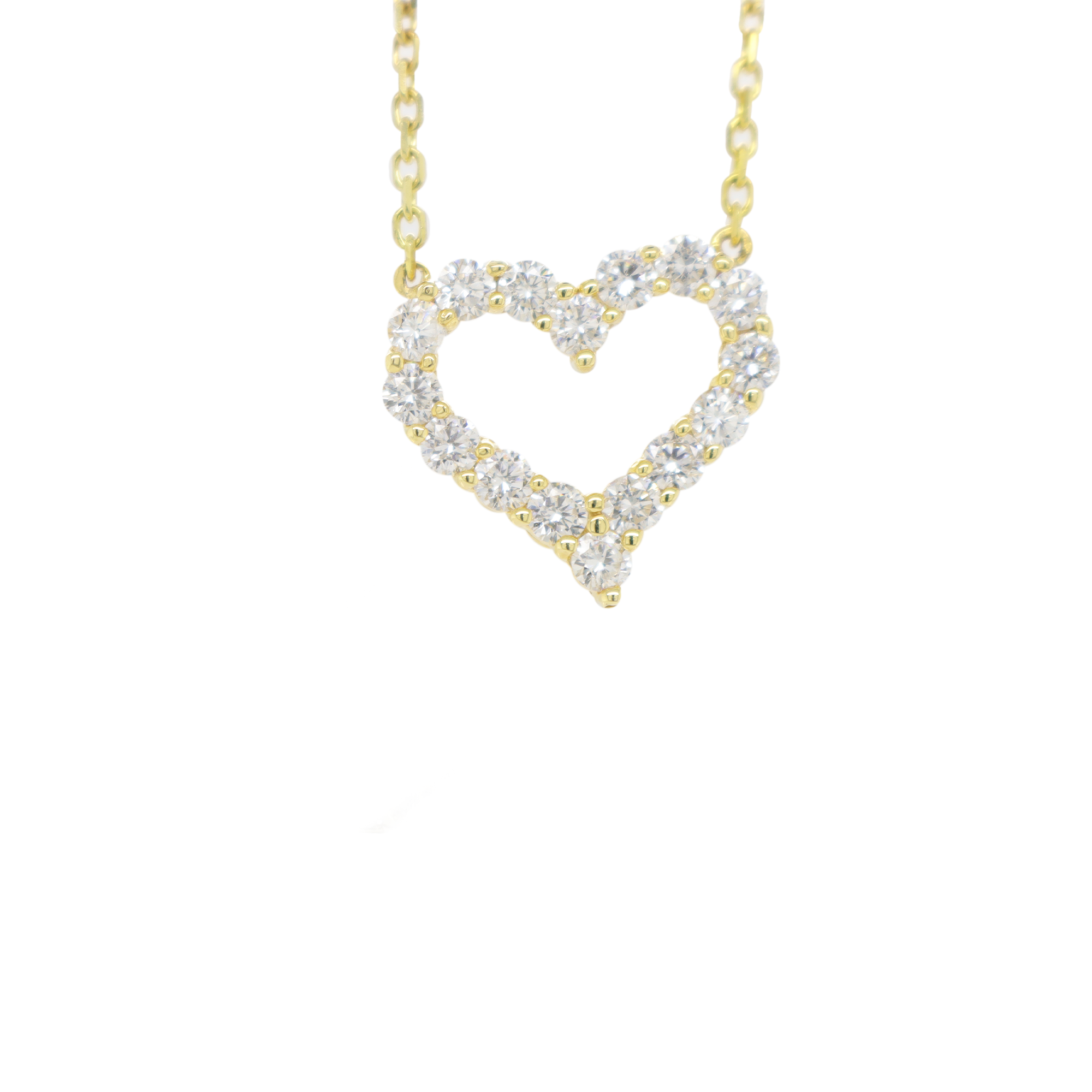 Small Single Row Heart Diamond Pendant .91 CT