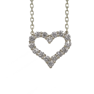 Medium Single Row Heart Diamond White Gold Pendant 1.59 CT