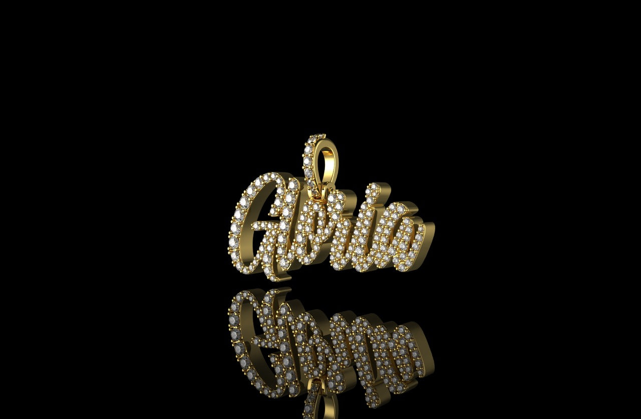 14k yellow gold custom "gloria" style diamond pendant
