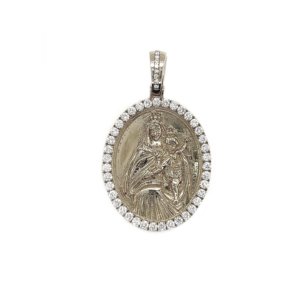 Mary Pendant Diamond Oval White Gold Pendant 2.68 CT