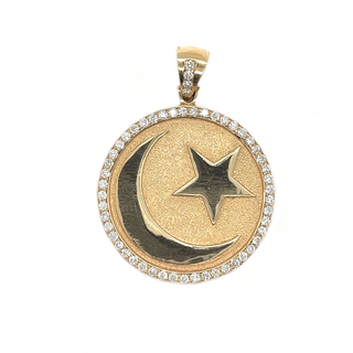 Star And Moon Diamond Round Pendant 1.66 CT