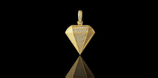 14k yellow gold diamond shape diamond pendant