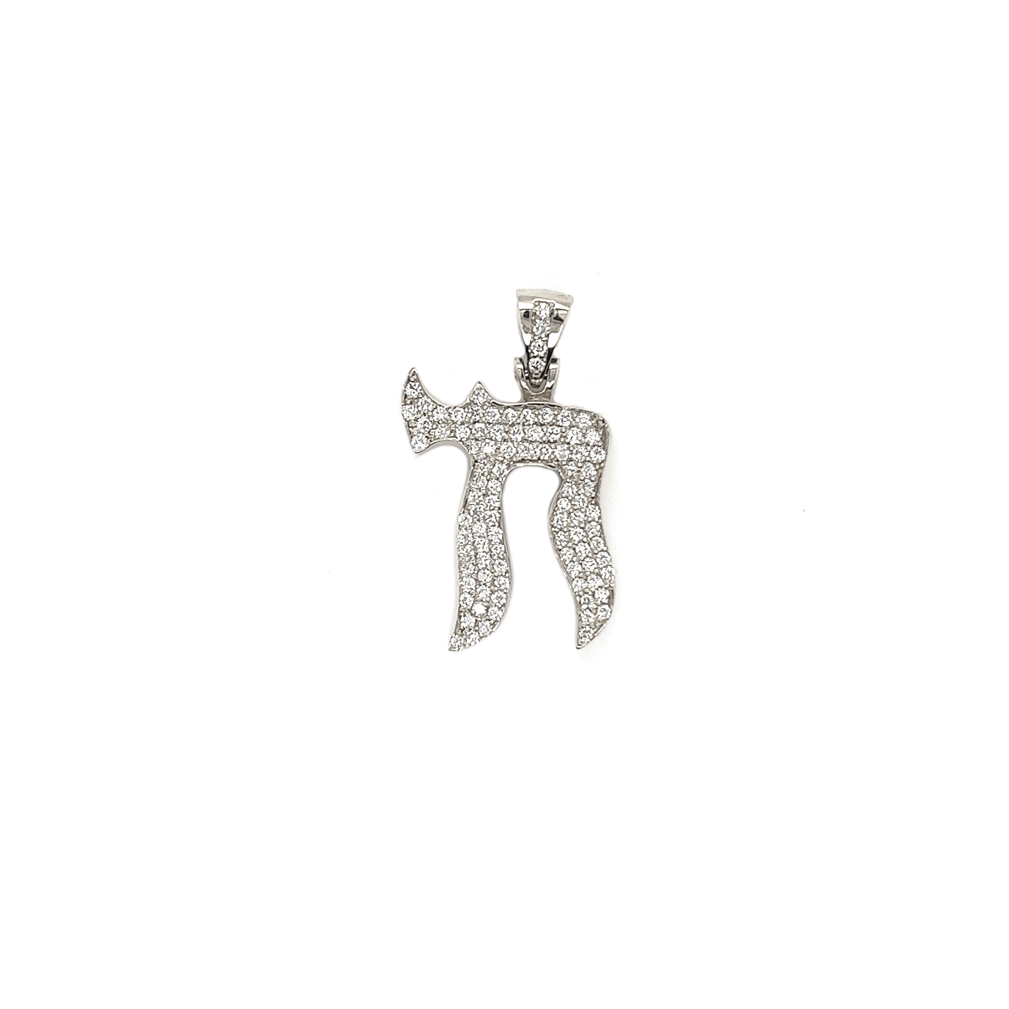 Chai Diamond Small White Gold Pendant .70 CT