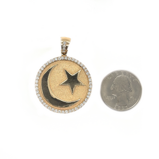 Star And Moon Diamond Round Pendant 1.66 CT