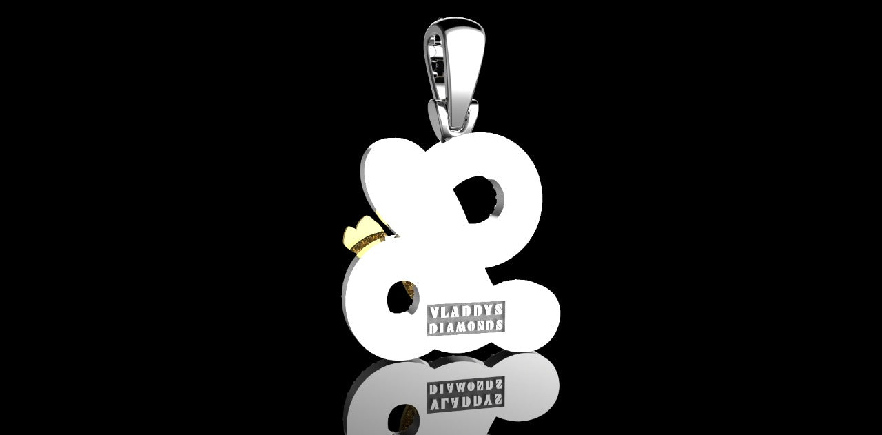 14K 2 TONE YELLOW AND WHITE GOLD CUSTOM "LO BOWTIE" STYLE DIAMOND PENDANT